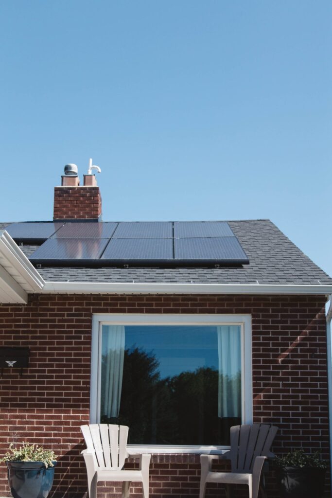 A house with a solar PV array on the roof; it's how citizens can become prosumers and help achieve climate neutrality.