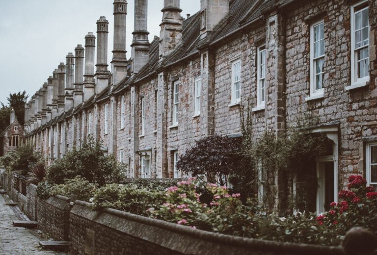 A row of old terraced houses, ideal for solar panels, which increase their BER rating.