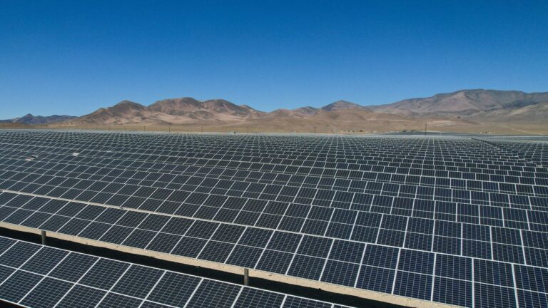 A solar energy farm in the desert, a topic of discussion at COP28.
